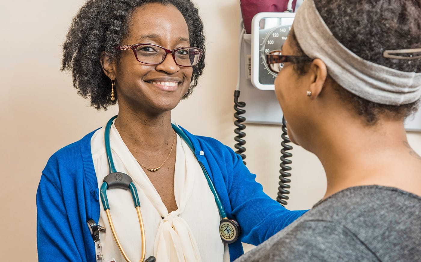 Doctor and patient in an exam room
