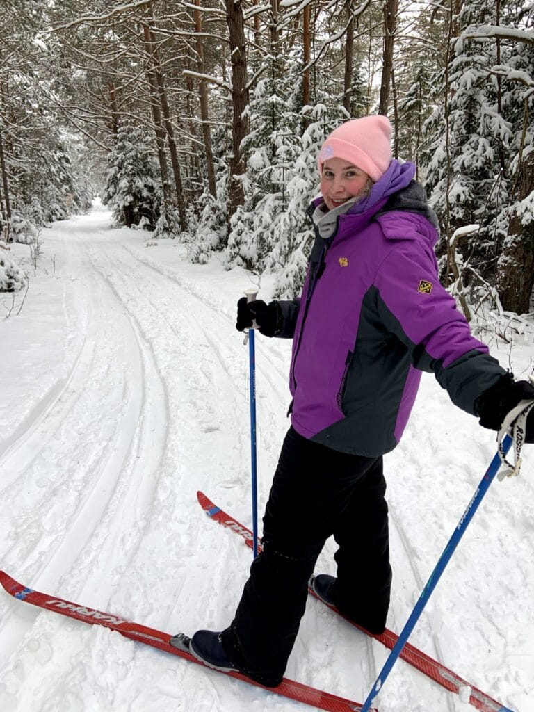 Aimee Clinton, DNP, FNP skiing