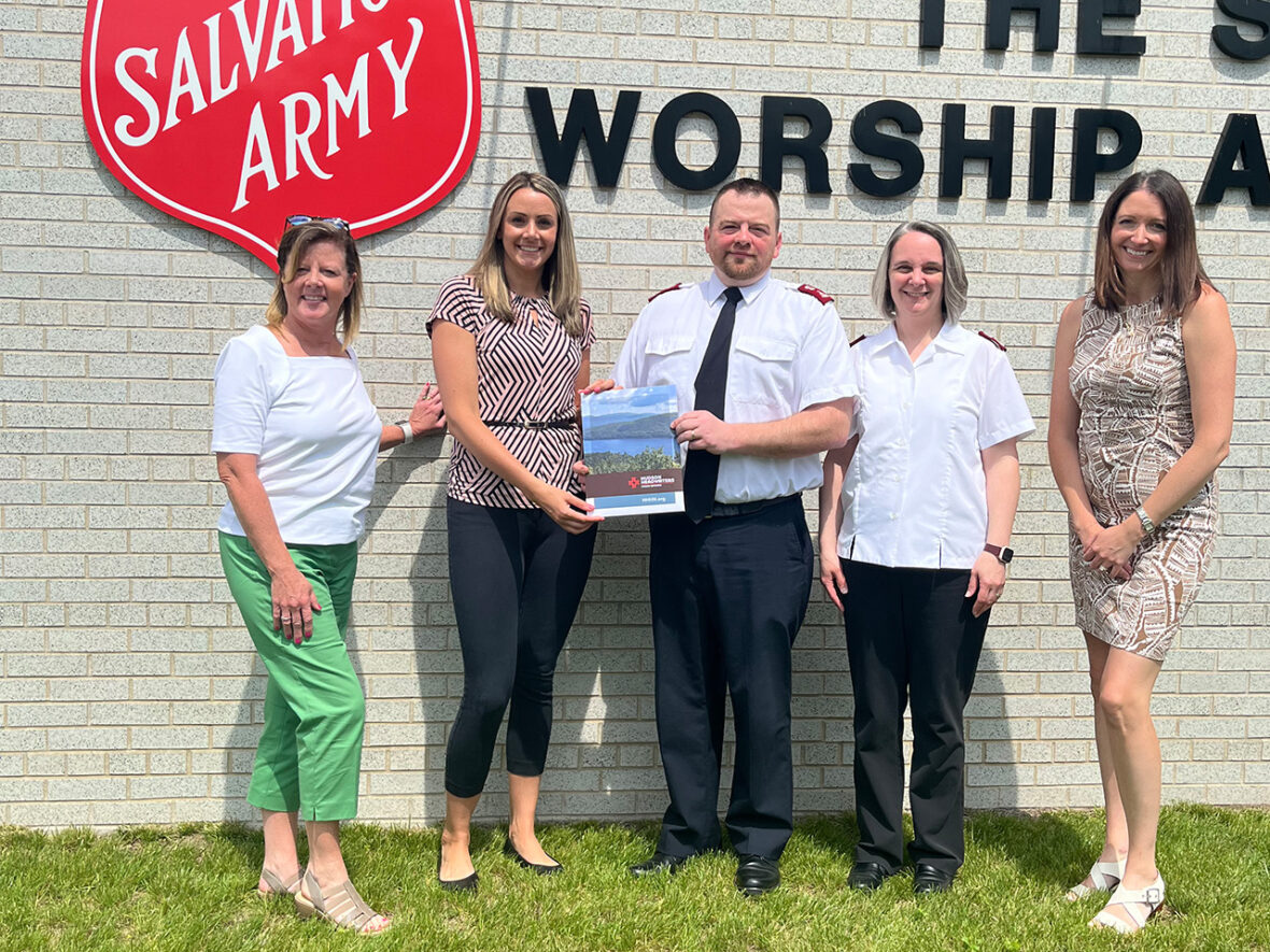 Check presentation outside the Salvation Army