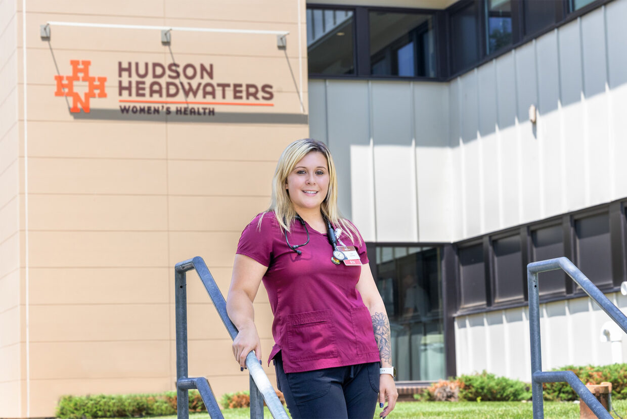 Logan Hayes outside of Hudson Headwaters Women's Health