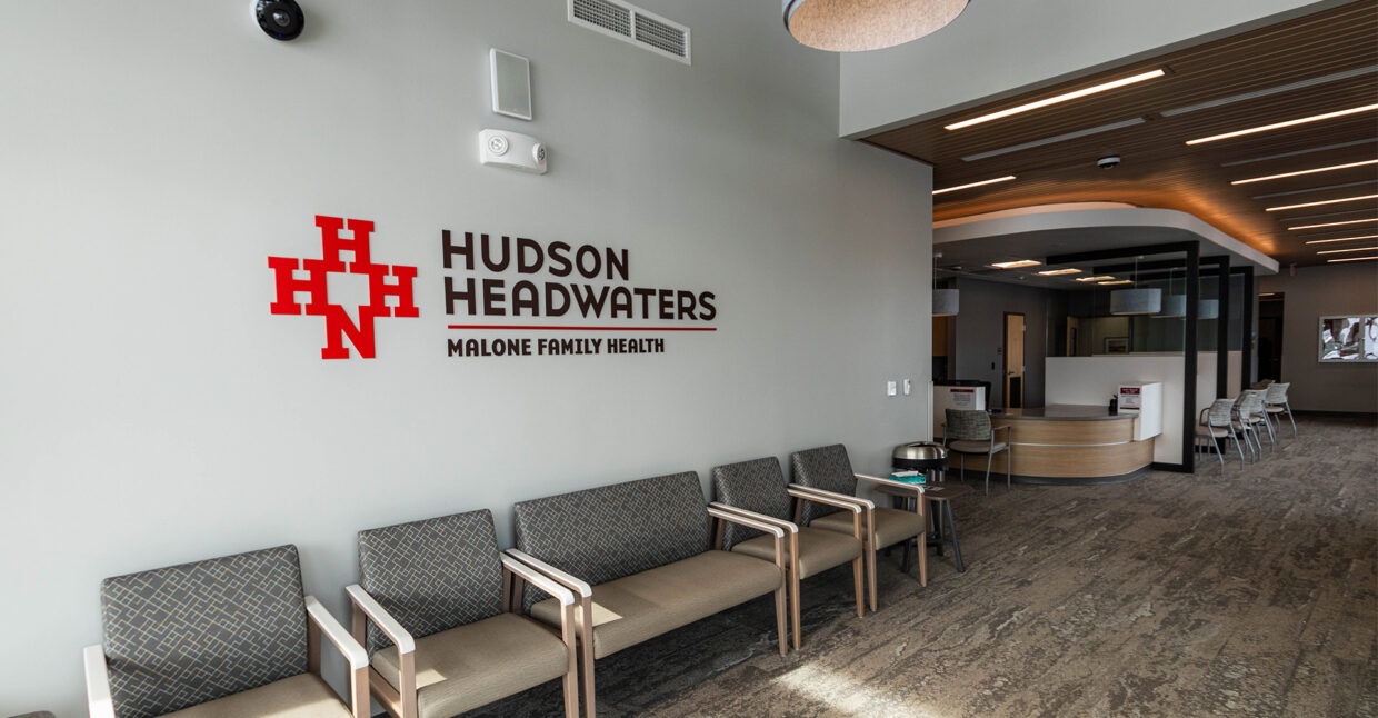 Malone Family Health waiting room and reception area