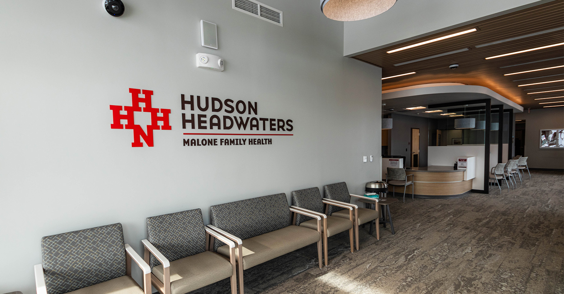Malone Family Health waiting room and reception area